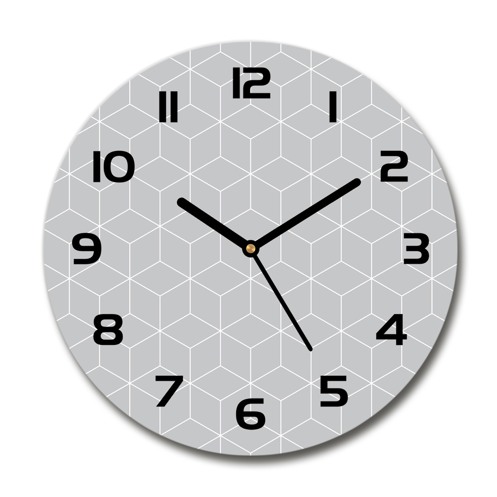 Horloge ronde Fond géométrique de cubes gris