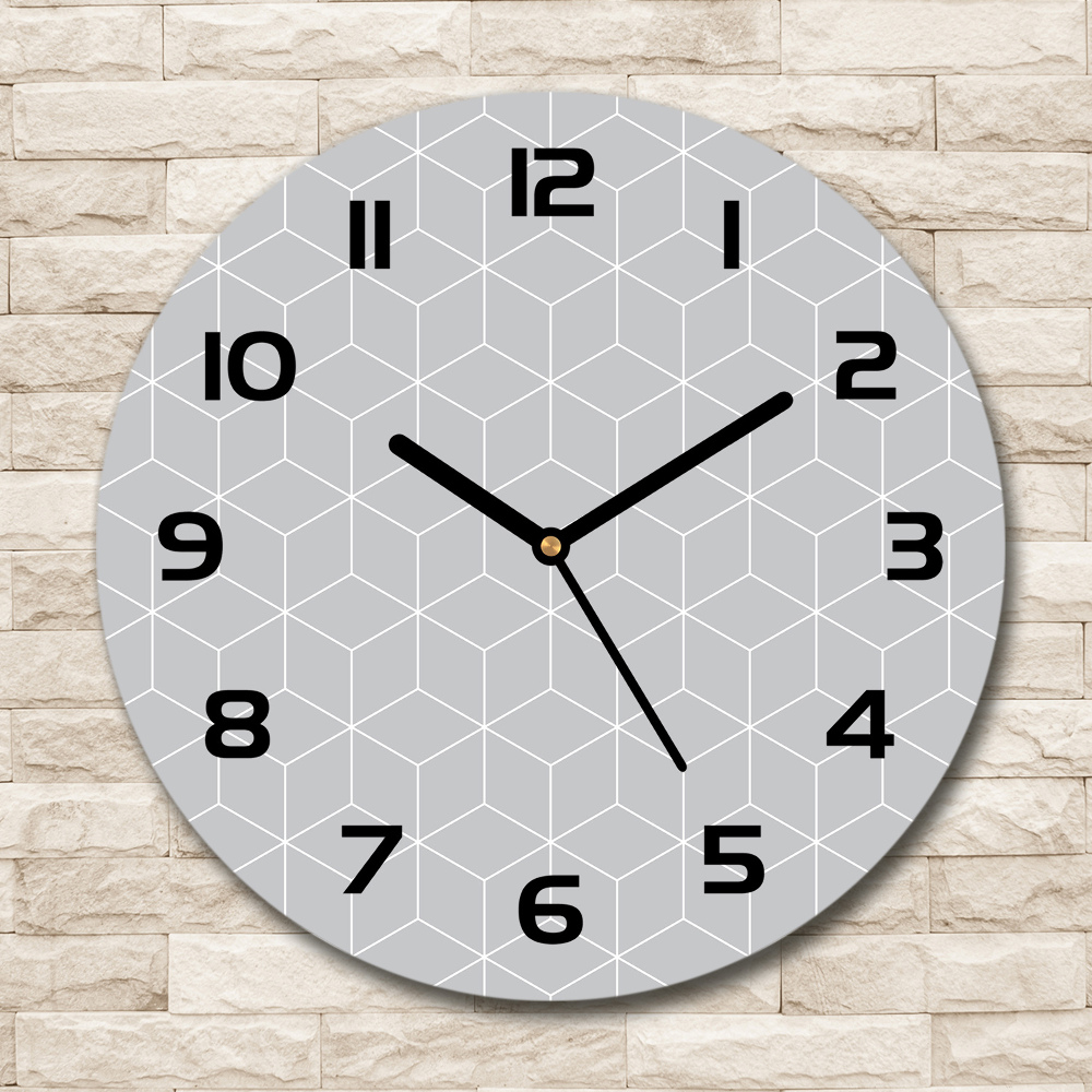 Horloge ronde Fond géométrique de cubes gris