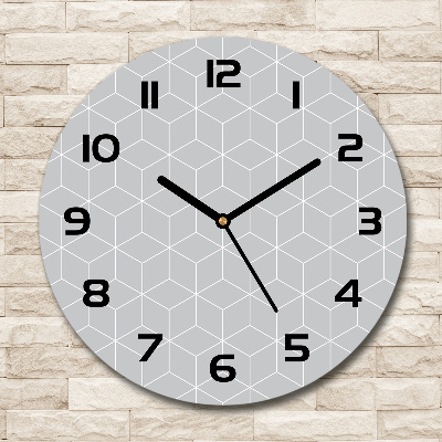 Horloge ronde Fond géométrique de cubes gris