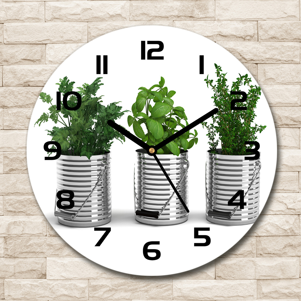 Horloge ronde murale Plantes aromatiques