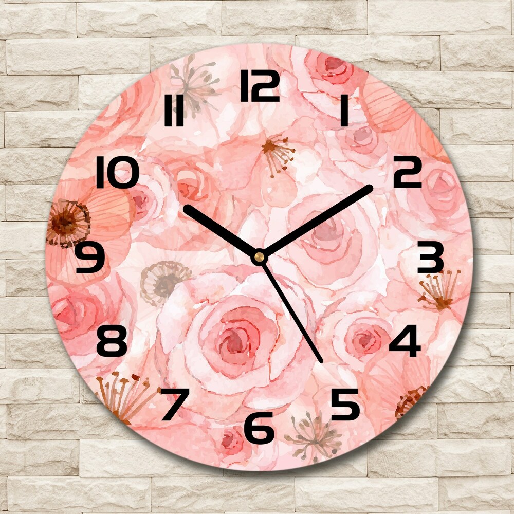 Horloge ronde murale Motif floral