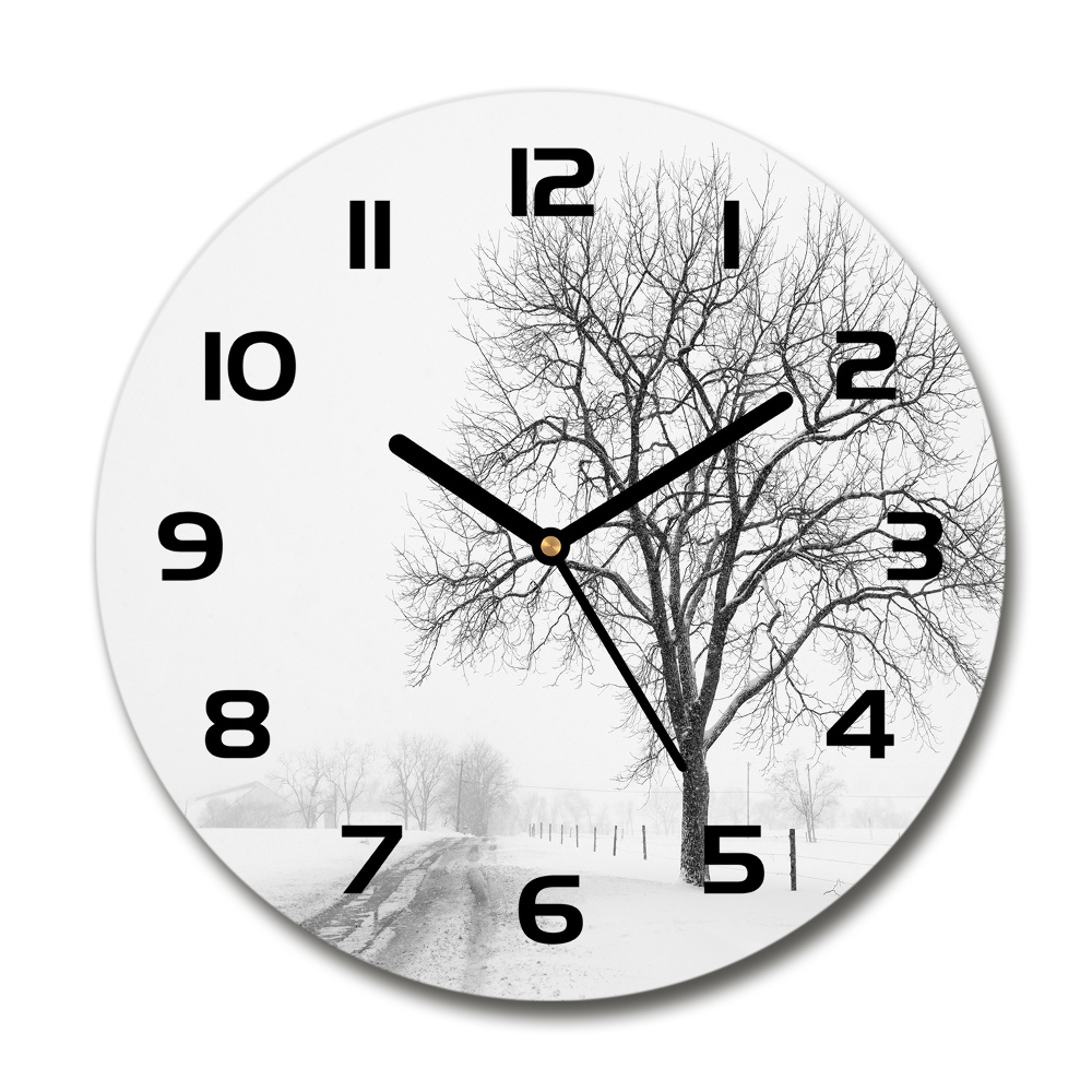 Horloge ronde Arbre en hiver