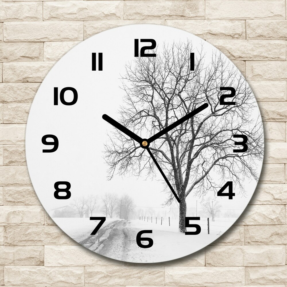 Horloge ronde Arbre en hiver