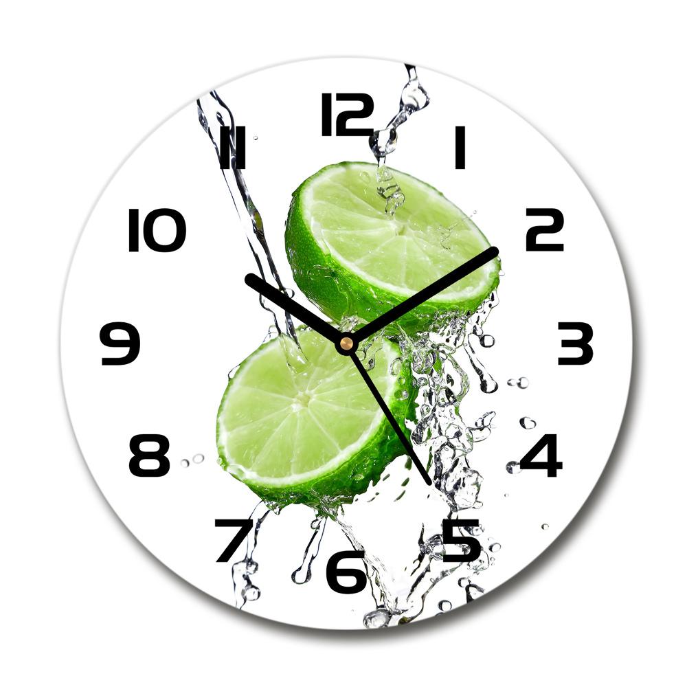 Horloge ronde murale Citrons verts et eau