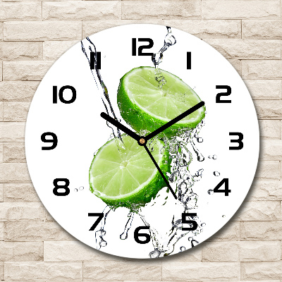 Horloge ronde murale Citrons verts et eau