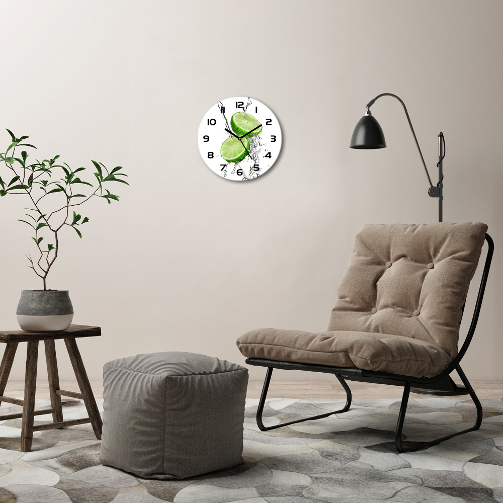 Horloge ronde murale Citrons verts et eau