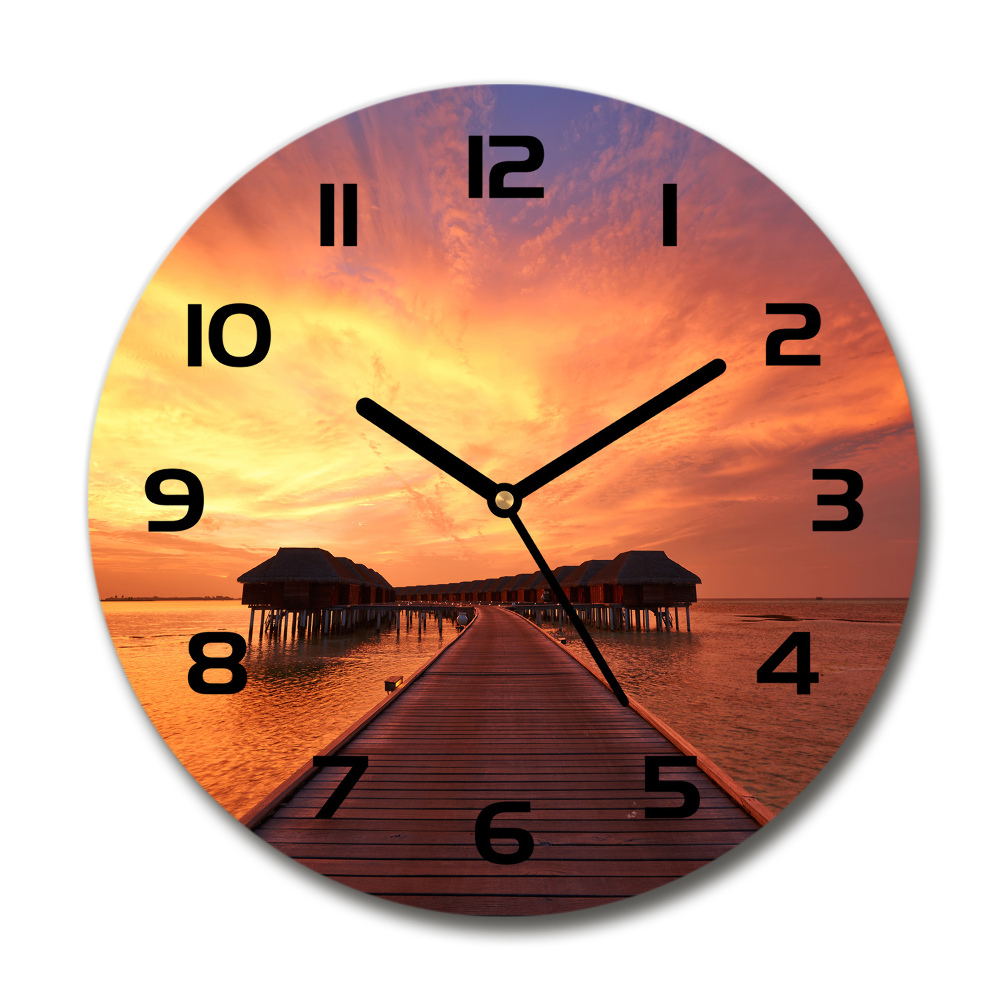 Horloge ronde Bungalows aux Maldives