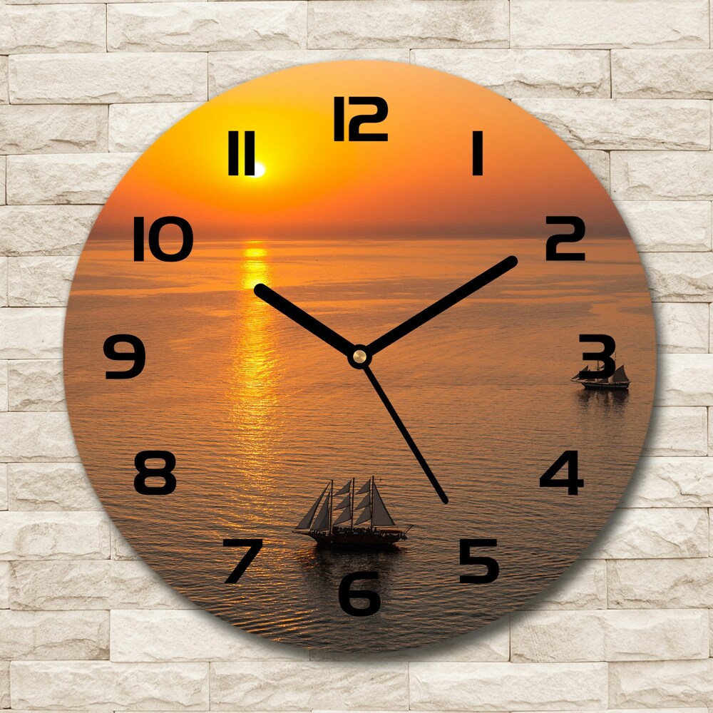 Horloge ronde Coucher de soleil sur la mer