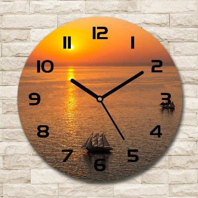 Horloge ronde Coucher de soleil sur la mer