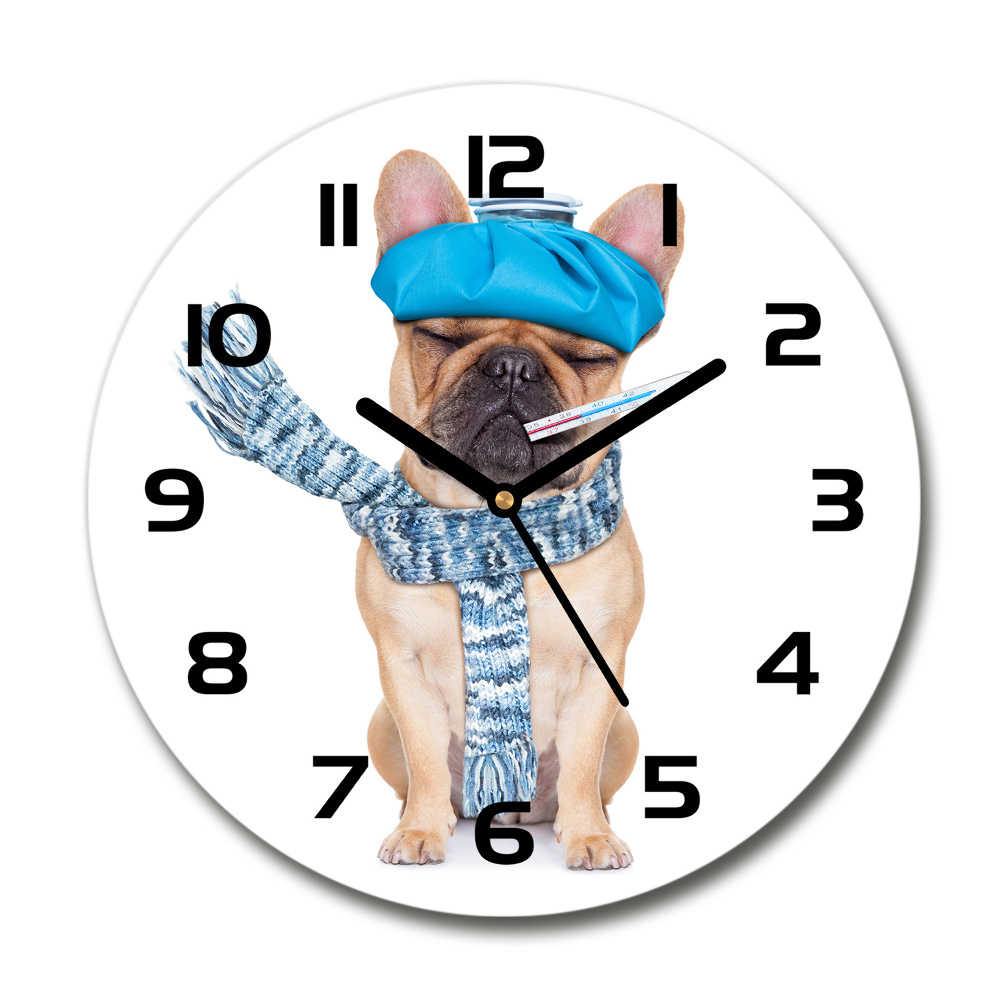 Horloge ronde murale Chien malade