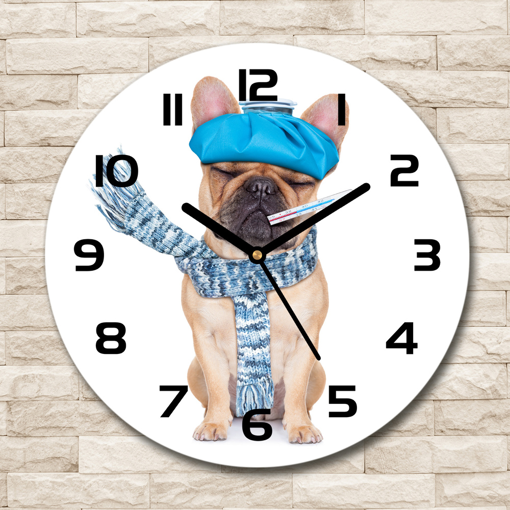 Horloge ronde murale Chien malade