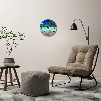 Horloge en verre ronde Des nuages dans le ciel un rayon de soleil