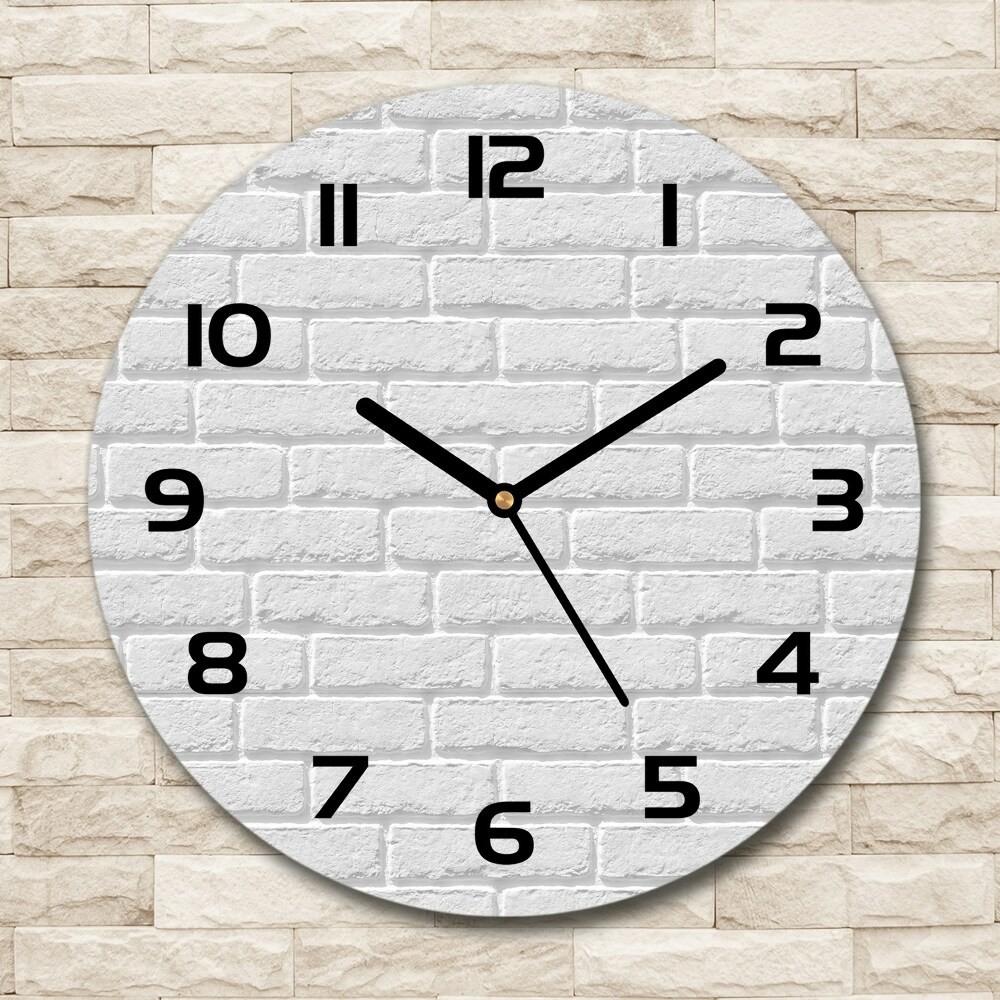 Horloge ronde Mur de briques blanches