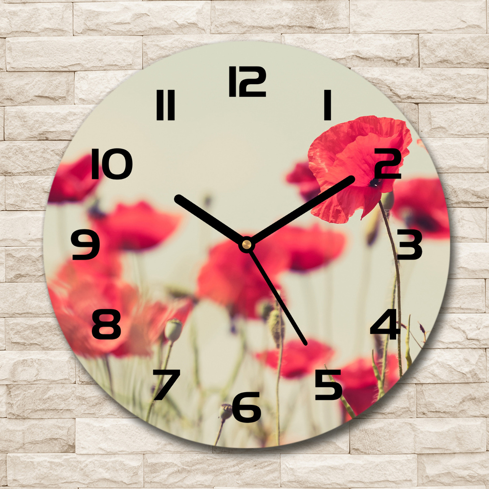 Horloge ronde murale Coquelicots des champs