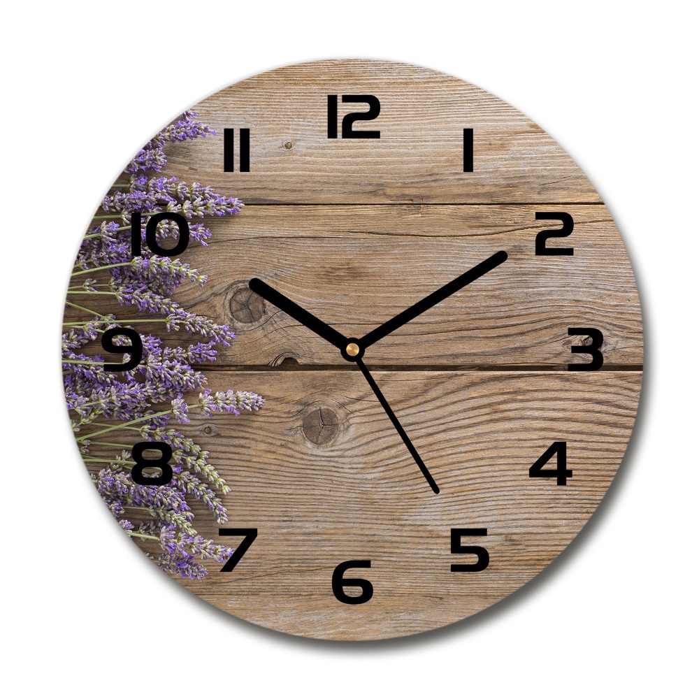 Horloge ronde murale Lavande sur bois