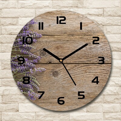 Horloge ronde murale Lavande sur bois