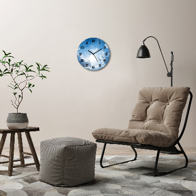 Horloge en verre ronde Nuages dans le ciel soleil