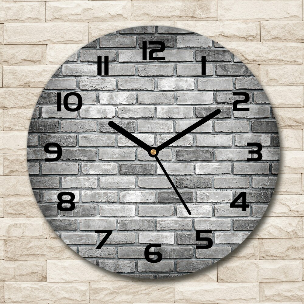 Horloge ronde Briques mur blanc