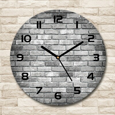 Horloge ronde Briques mur blanc