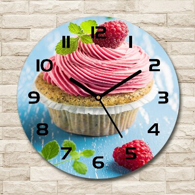 Horloge ronde Muffin aux framboises