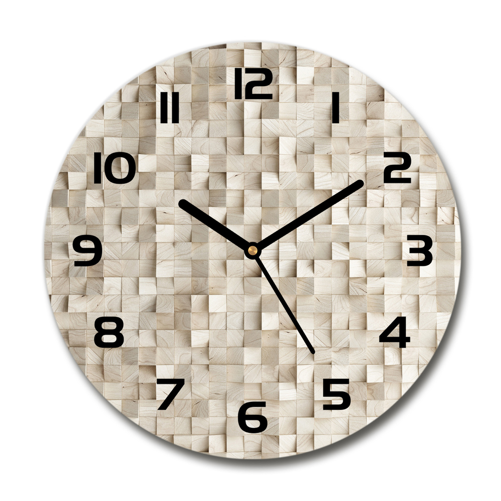 Horloge ronde Cubes en bois