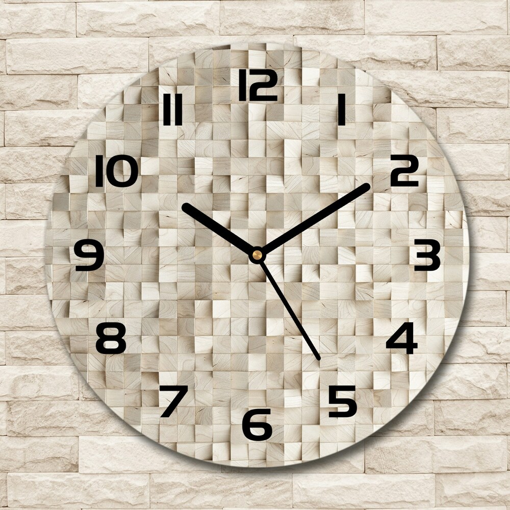 Horloge ronde Cubes en bois