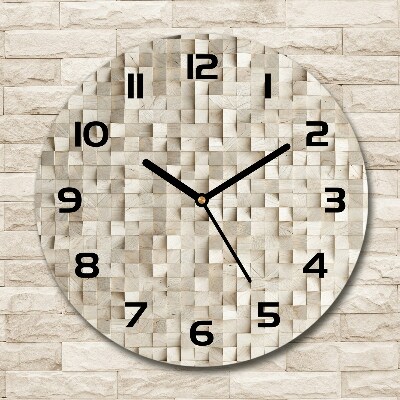 Horloge ronde Cubes en bois