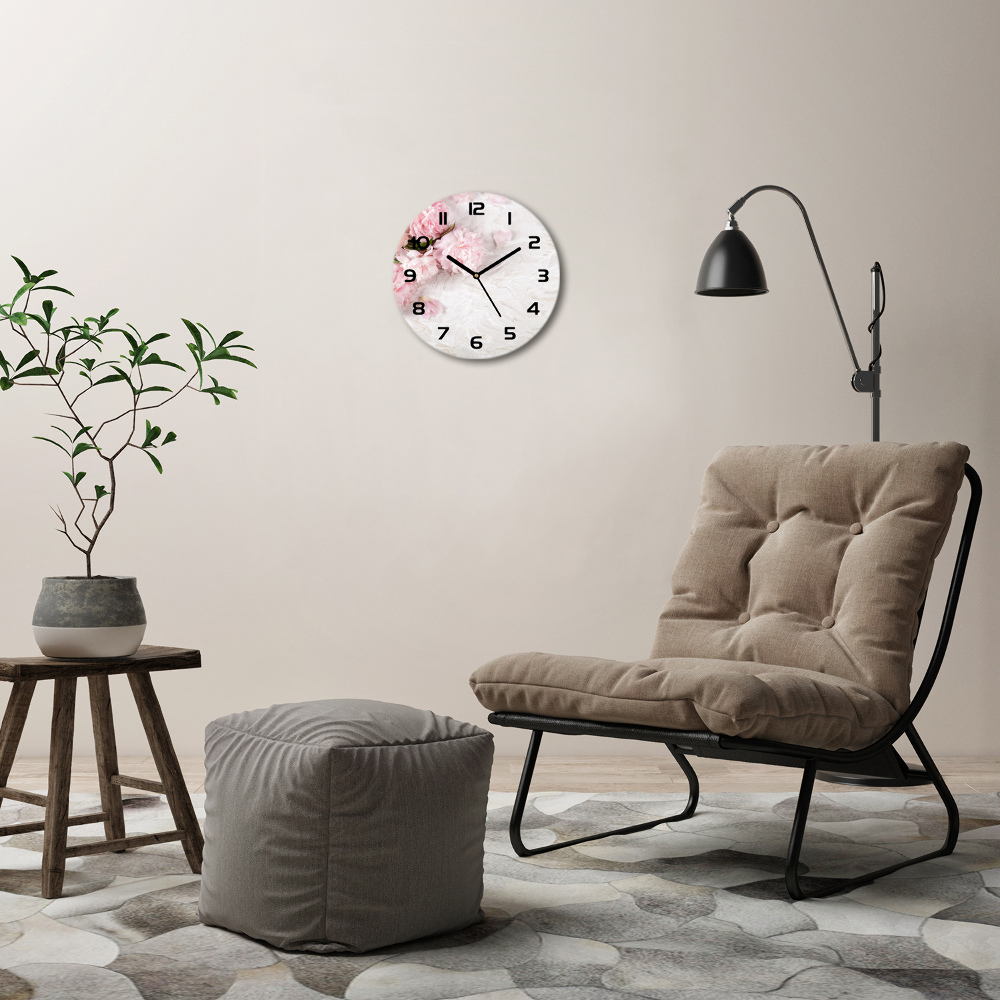 Horloge ronde murale Pivoines