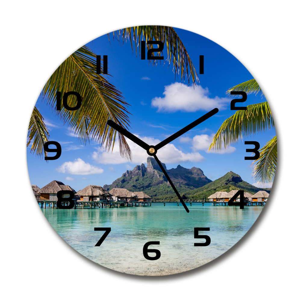 Horloge ronde Palmiers à Bora Bora