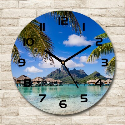 Horloge ronde Palmiers à Bora Bora