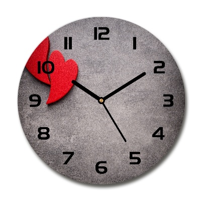 Horloge ronde Coeurs rouges