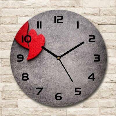 Horloge ronde Coeurs rouges