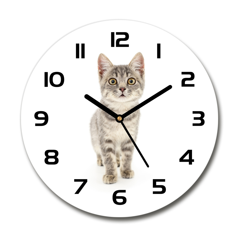 Horloge ronde murale Chat gris