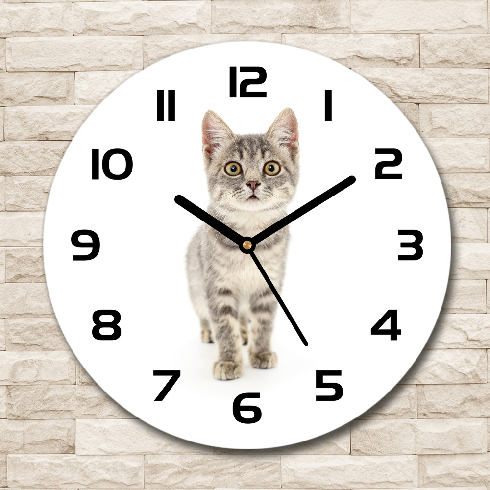 Horloge ronde murale Chat gris