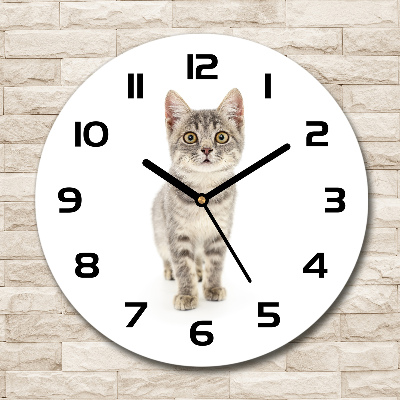 Horloge ronde murale Chat gris