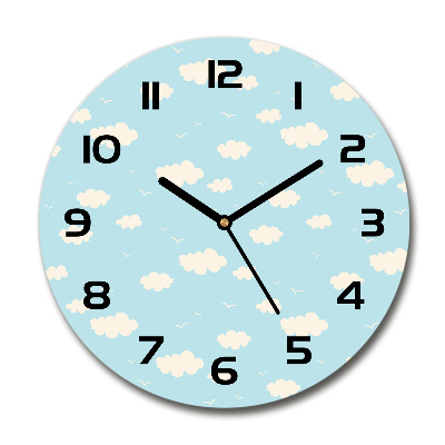 Horloge en verre ronde Nuages