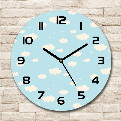 Horloge en verre ronde Nuages