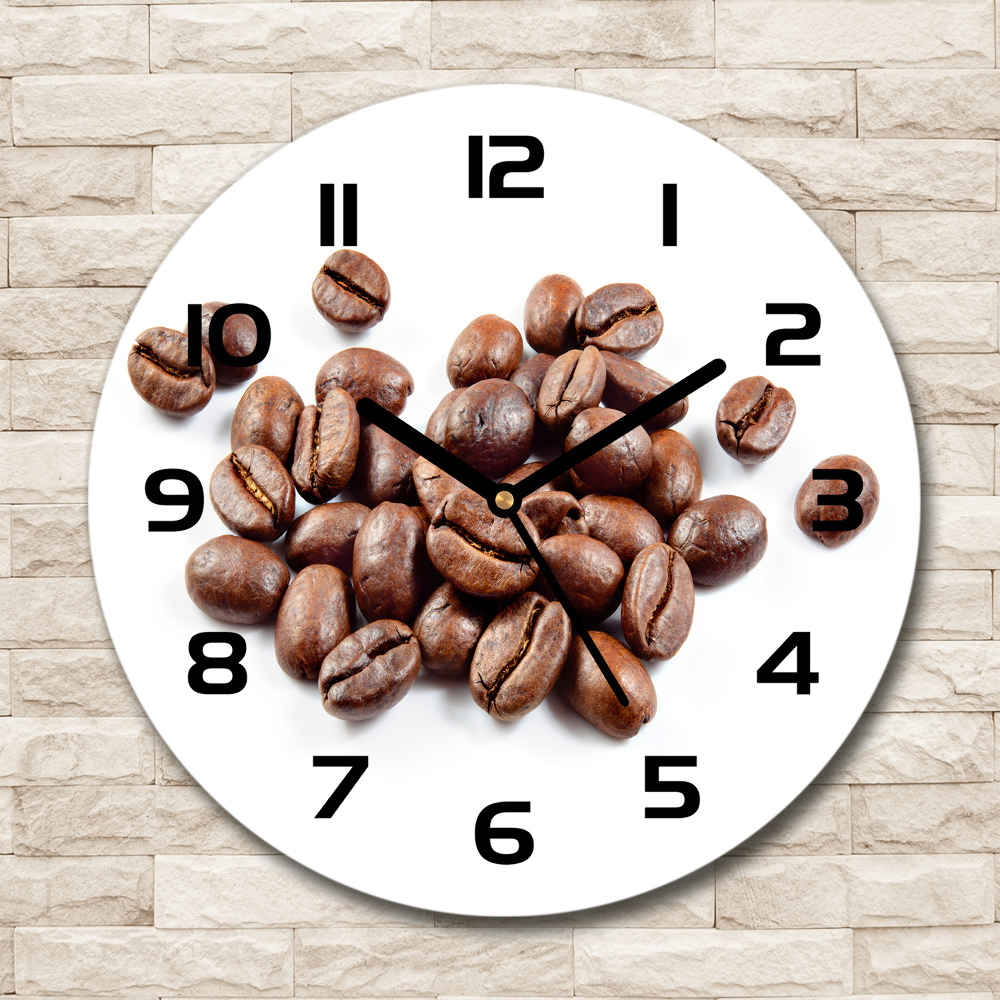 Horloge en verre ronde Une poignée de grains de café