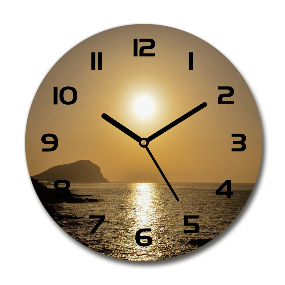 Horloge en verre ronde Coucher de soleil sur la mer