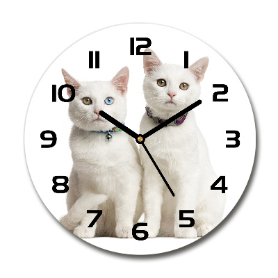 Pendule murale ronde Chat blanc