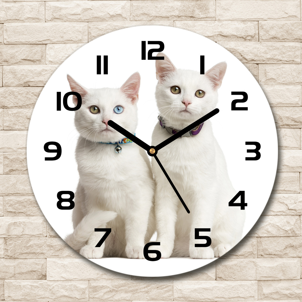 Pendule murale ronde Chat blanc