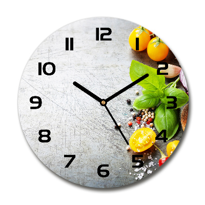 Horloge en verre ronde Légumes