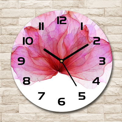 Horloge ronde murale Fleur rose