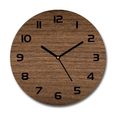 Horloge en verre ronde Fond brun en bois