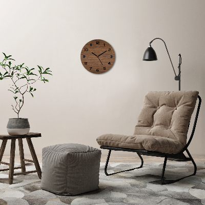 Horloge en verre ronde Fond brun en bois