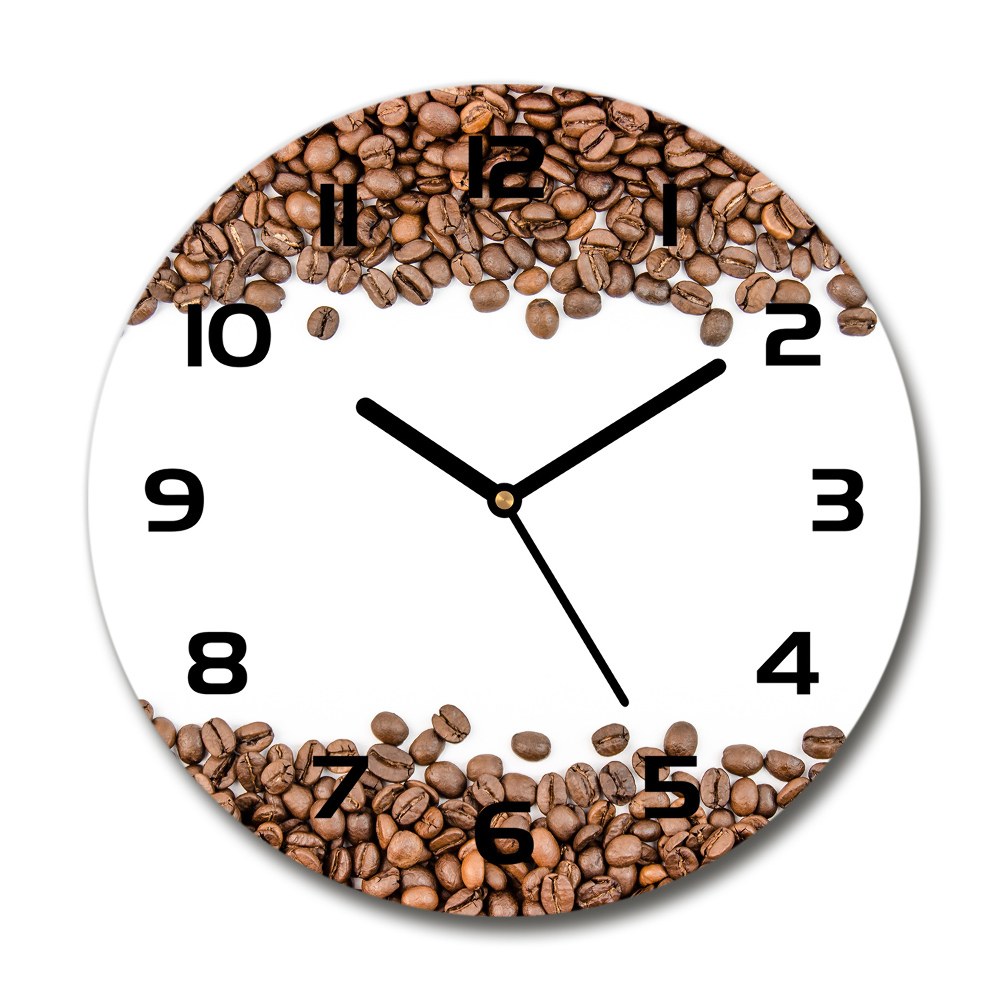 Horloge en verre ronde Grains de café