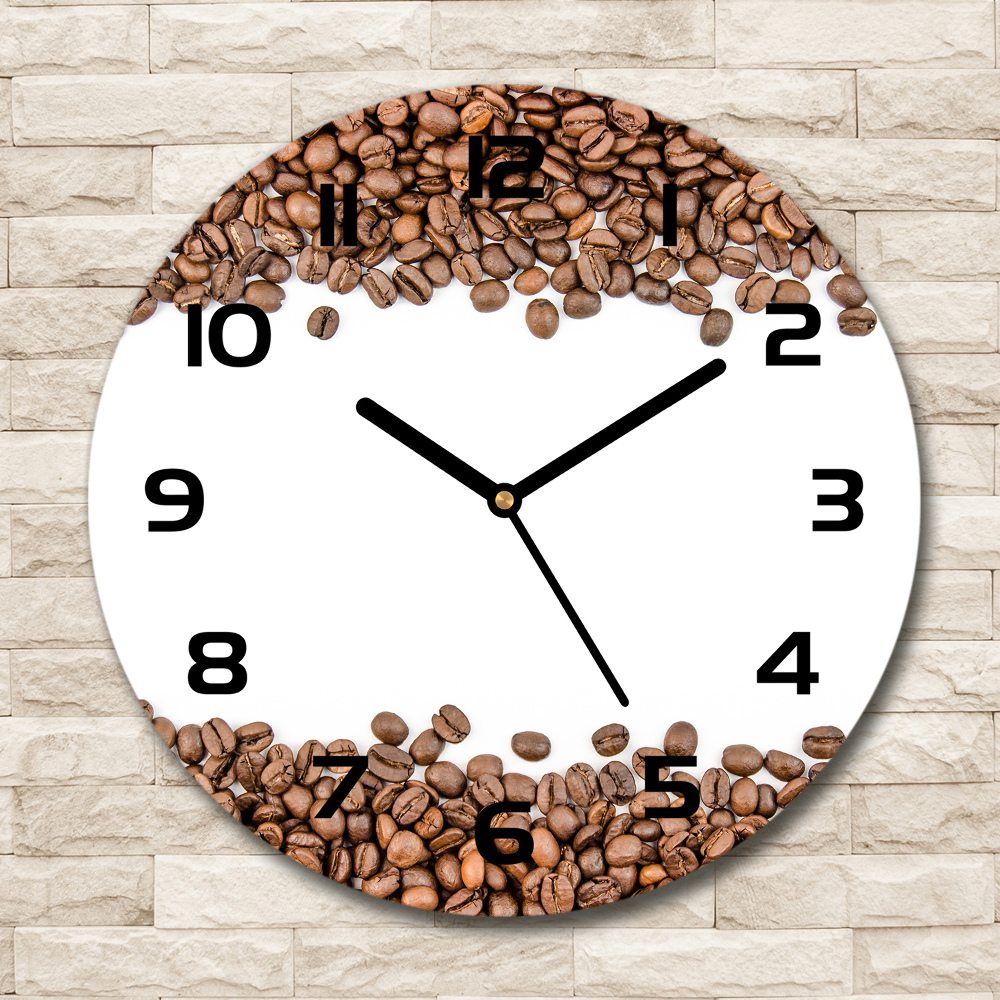 Horloge en verre ronde Grains de café