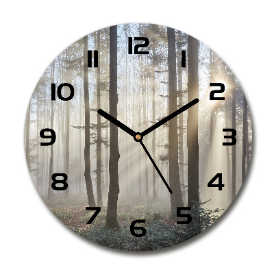 Horloge ronde Brume dans la forêt