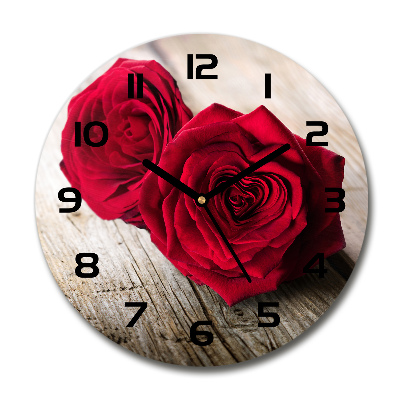 Pendule murale ronde Roses sur bois