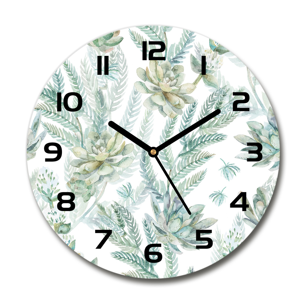 Horloge ronde murale Fleurs et feuilles